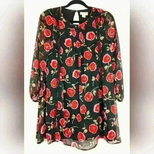 KATE SPADE GIRLS HAZY ROSE FLORAL METALLIC DRESS.